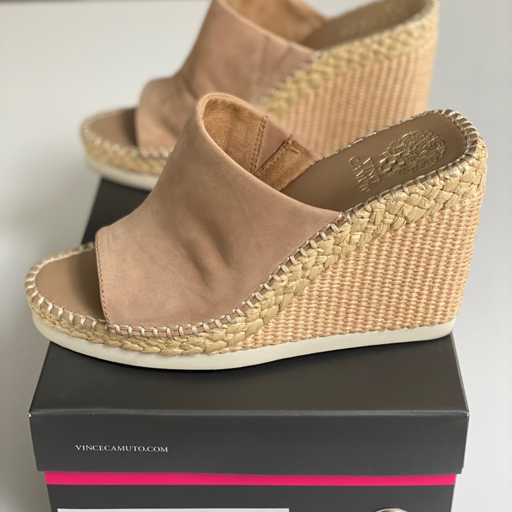 Vince Camuto Beige Espadrille Wedges